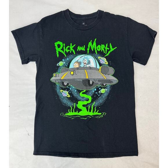 Rick & Morty Graphic Tee Space UFO Cotton Sci-Fi Dark Humor Size Small - Picture 1 of 5